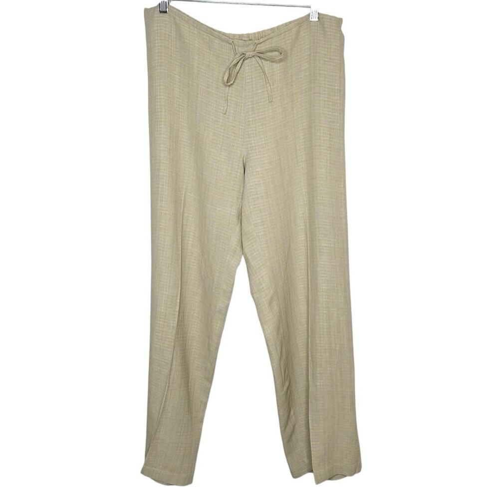 Eileen Fisher Linen Blend Wide Leg Pants Women's Tan Size Small
